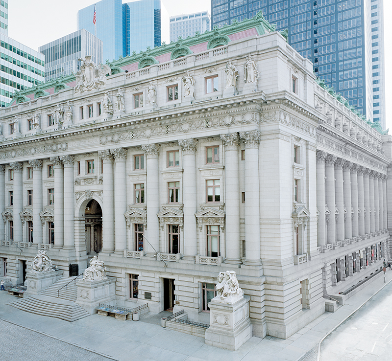 The Alexander Hamilton U.S. Custom House at One Bowling Green, a Beaux-Arts stone building in lower Manhattan that houses the United States Bankruptcy Court for the Southern District of New York.